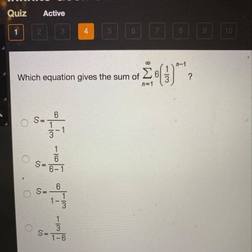 Which equation gives the sum of