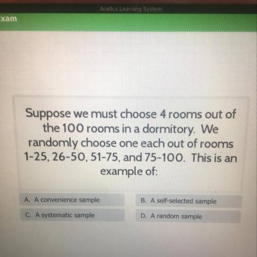 Suppose we must choose 4 rooms out of the 100 rooms in a dormitory. We randomly choose one each out