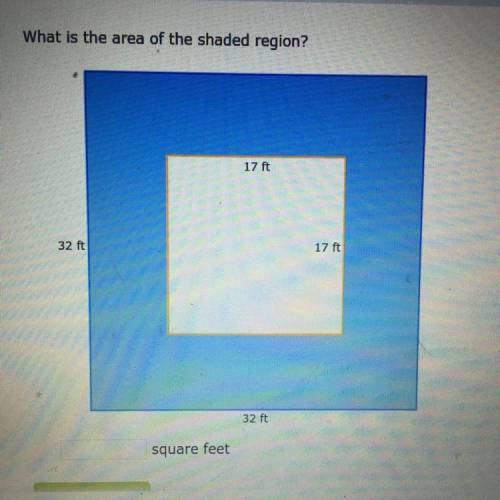 What is the area of the shaded region? 17 ft 32 ft 17 ft