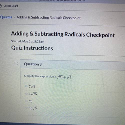 Help? please, its algebra 1 Adding and subtracting radicals