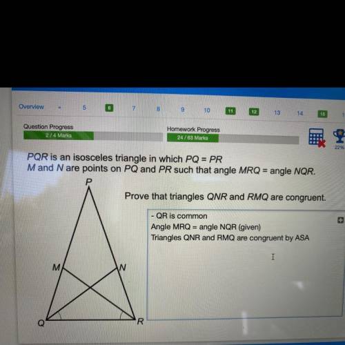 Pqr Is An Isosceles Triangle Which Pq Pr M And N Are Points On Pq And Pr Such That Angle Mrq 6690