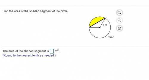 Find the area of the shaded segment of the circle.