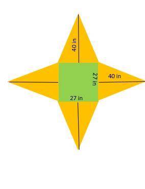 Use the net to find the surface area of the square pyramid.A) 1040 in2 B) 1426 in2 C) 2889 in2 D) 29
