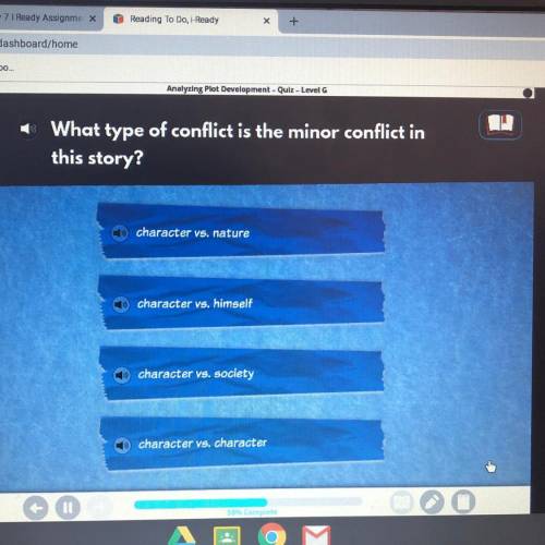 - What type of conflict is the minor conflict in this story? character vs. nature character vs. hims