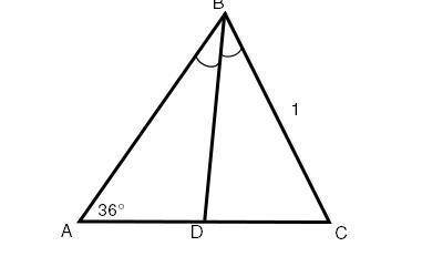 Given: Isosceles triangle ABC with vertex angle A, equal sides AB and AC, and an angle bisector, BD.