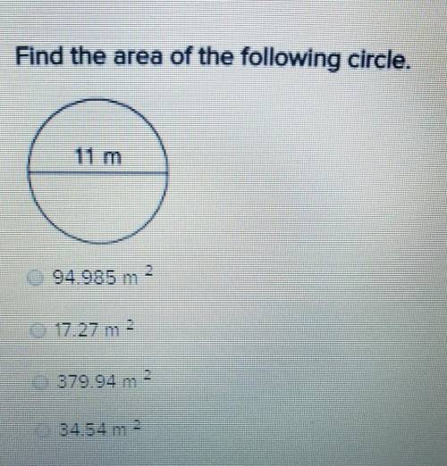 Pls help... Find the area of the following circle