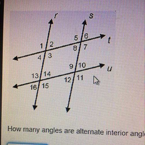 How many angles are alternate interior angles with angle 9? Brainliest for whoever answers first