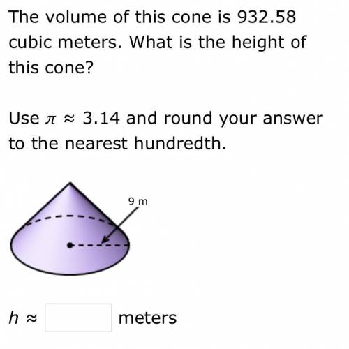 The volume of this cone is 932.58 cubic meters. What is the height of this cone?