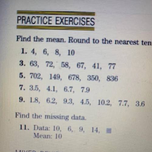 Find the mean. Round to the nearest tenth?????????