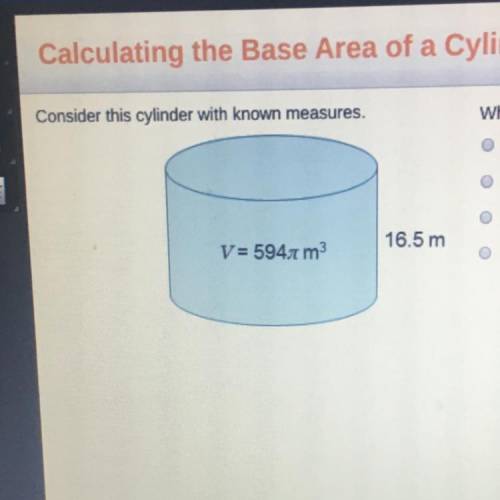 What is the area of the base of the cyclinder?