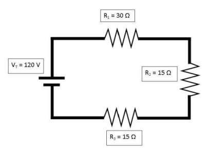 What is the voltage at resistor #3? (must include unit - V)