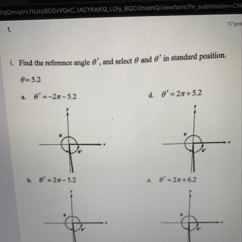 Find the reference angle in standard position