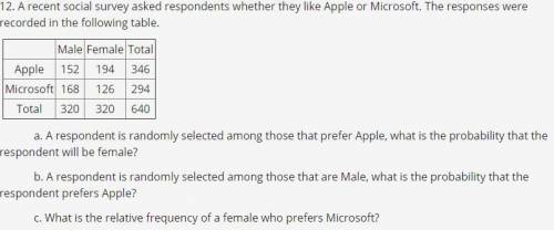 A recent social survey asked respondents whether they like Apple or Microsoft. The responses were re