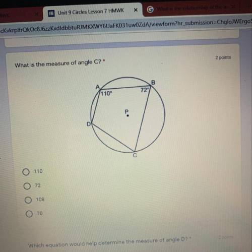 What is the measure of angle c?