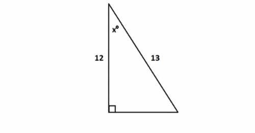 Enter the trigonometric equation you would use to solve for x in the following right triangle. Do no