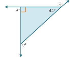 Please help ASAP and thank you sm!  What is the measure of each exterior angle of the right triangle