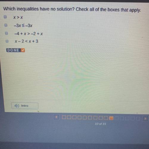 Which inequalities have no solution? check all of the boxes that apply