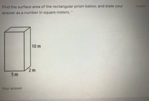 I need help to find the surface area in square meters