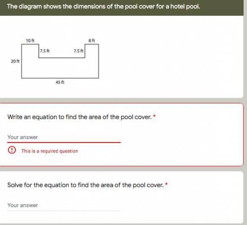 What is the equation to find the area of the pool cover  solve for the equation to find the area of