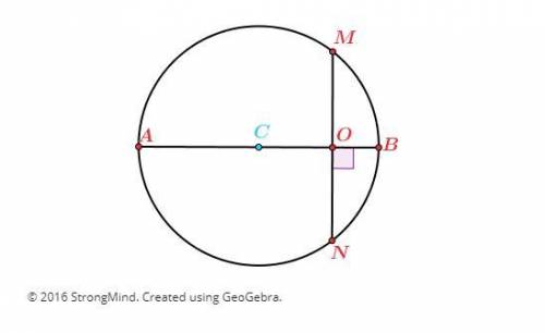 Examine the following diagram, where segment AB is a diameter of circle C. Segment AB intersects cho