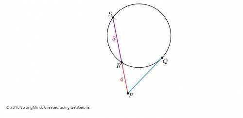 In the diagram, PQ¯¯¯¯¯¯¯¯ is tangent to the circle at point Q, and secant PS¯¯¯¯¯¯¯ intersects the