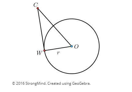 Study the following diagram, where point W lies on circle O. Point C lies in the exterior of circle