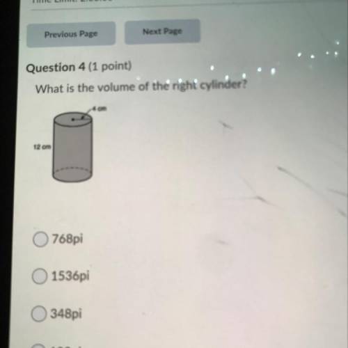 What is the volume of the cylinder height 12cm length 4cm