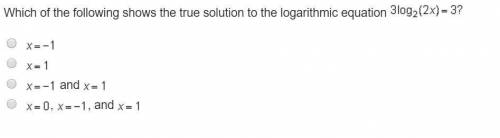 Which of the following shows the true solution to the logarithmic equation