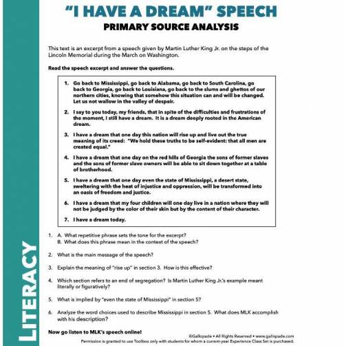 Help plz I Have a Dream Speech