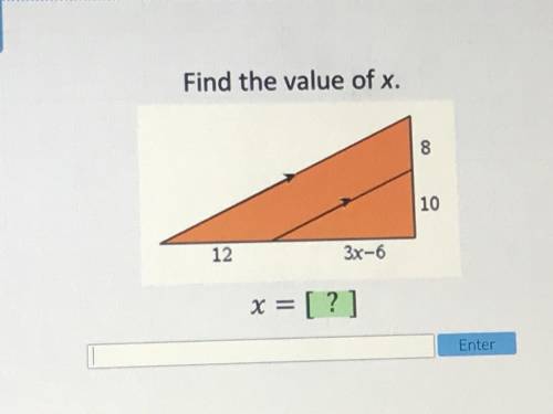 Find the value of x. 3x-6