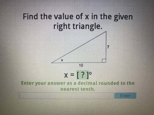Find the value of X in the given right triangle