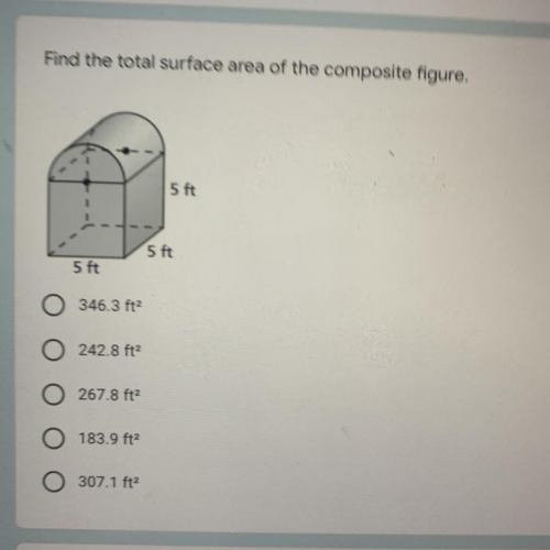 Find the total surface area of the composite figure Please help fast thanks!!