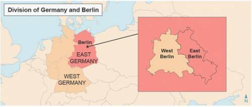 The map shows Germany after World War II. A map showing the Division of Germany and Berlin. The main