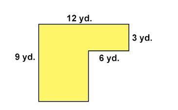 Find the area of the shape. A) 39 square yards  B) 56 square yards  C) 72 square yards  D) 108 squar
