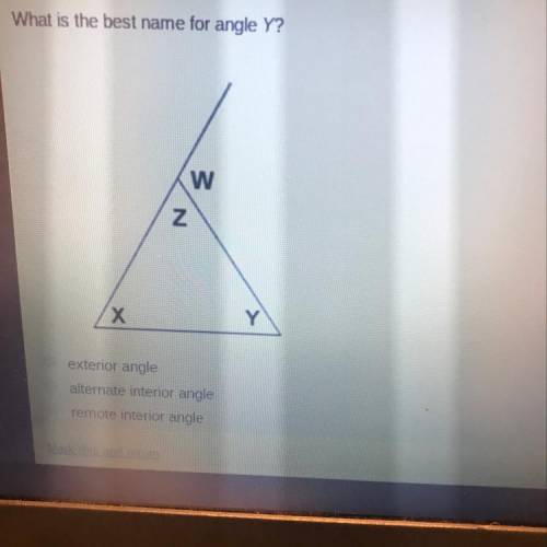 What is the best name for angle Y? W z х Y