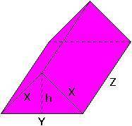 If X = 7 units, Y = 11 units, Z = 15 units, and h = 4 units, what is the surface area of the triangu