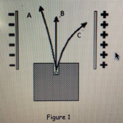 Name all the particles A,B, and C in figure 1 a. alpha particle b. fission c. beta particle d. beta