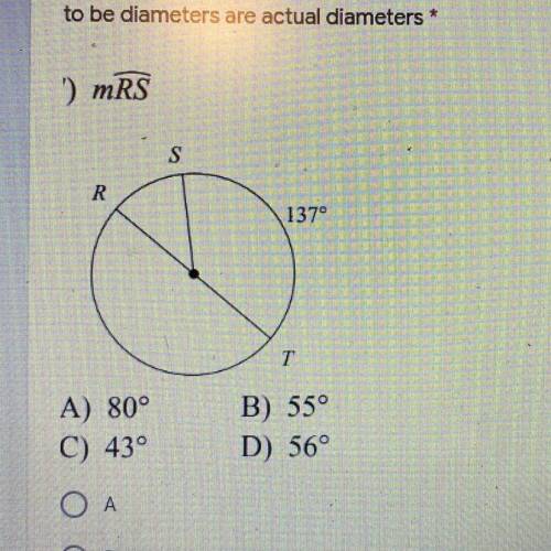 Find the measure of the arc indicated. Assume the lines which appear to be diameters are actual diam