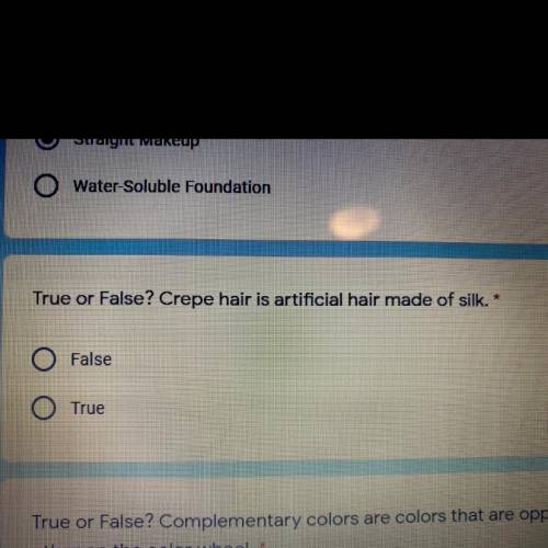 True or false? Crepe hair is artificial hair made up of silk Pls help!!
