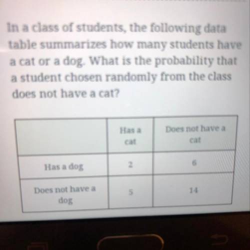 What is the probability that a student chosen randomly from the class does not have a cat