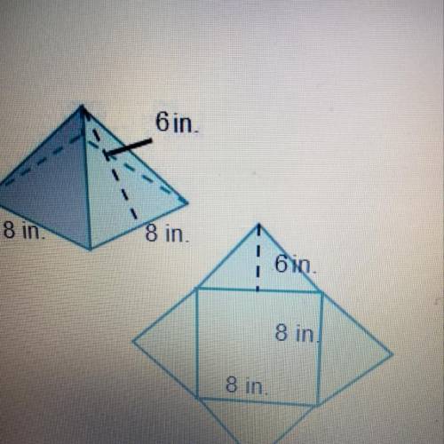 What is the surface area of the pyramid? A 160 B 188 C 224 D 256 PLEASE HELP ASAP