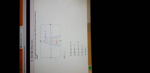 The graphs below have the same shape. what is the equation of the red graph?