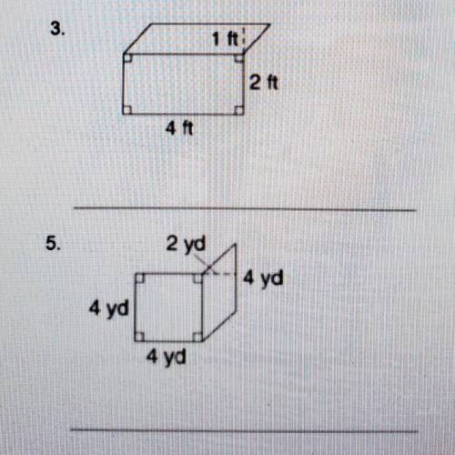 Find the Area of each polygonHelp on 3 and 5 please