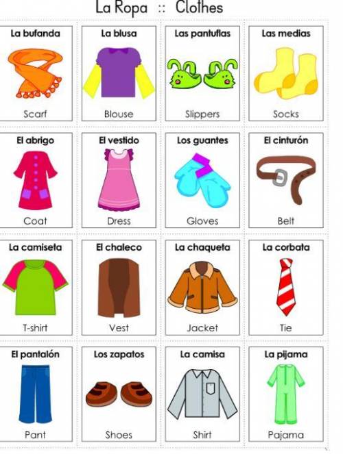 Instructions 1. Verb Preferir 2. pick a vocabulary for the clothing 3. Color of the item you picked?