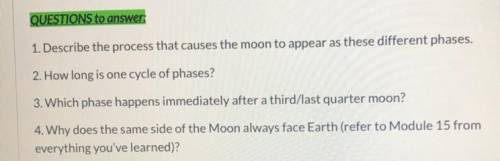 Moon Phases questions- please help!! Science