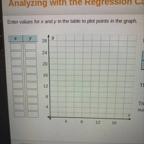 Enter values for x and y in the table to plot points in the graph. Please help