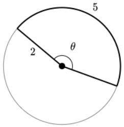 What is the measure of θ in radians?