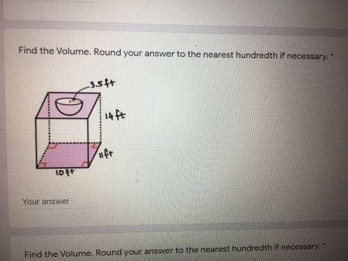 Find Volume. Round answer to nearest hundredth if necessary