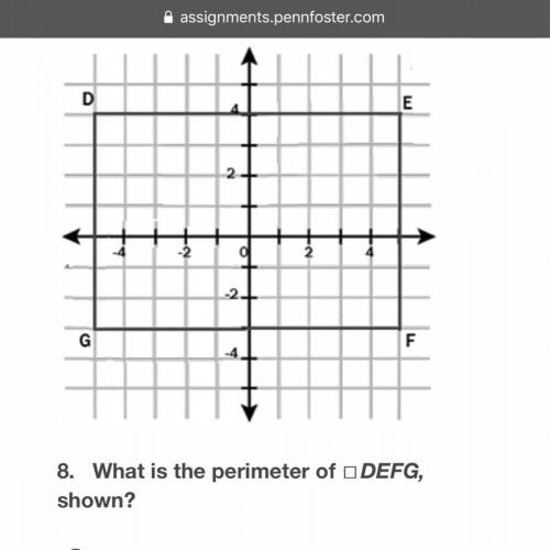 What is the perimeter of defg A.34 B.28 C.40 D.17