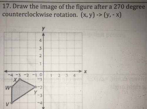 Is 17. Draw the image of the figure after a 270 degree counterclockwise rotation. (x,y) -> (y, -